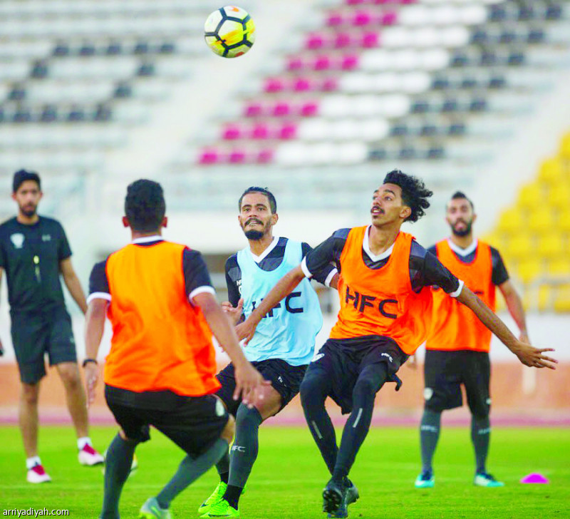 صورة التقطت أمس من تدريبات فريق هجر (المركز الإعلامي ـ هجر)