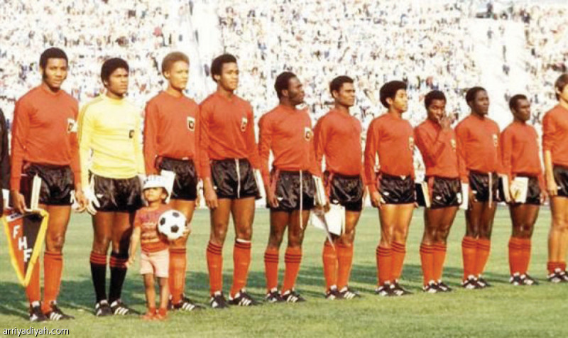 صورة التقطت للاعبي منتخب هايتي قبل مباراتهم الأولى في مونديال 1974 أمام إيطاليا (أرشيفية)