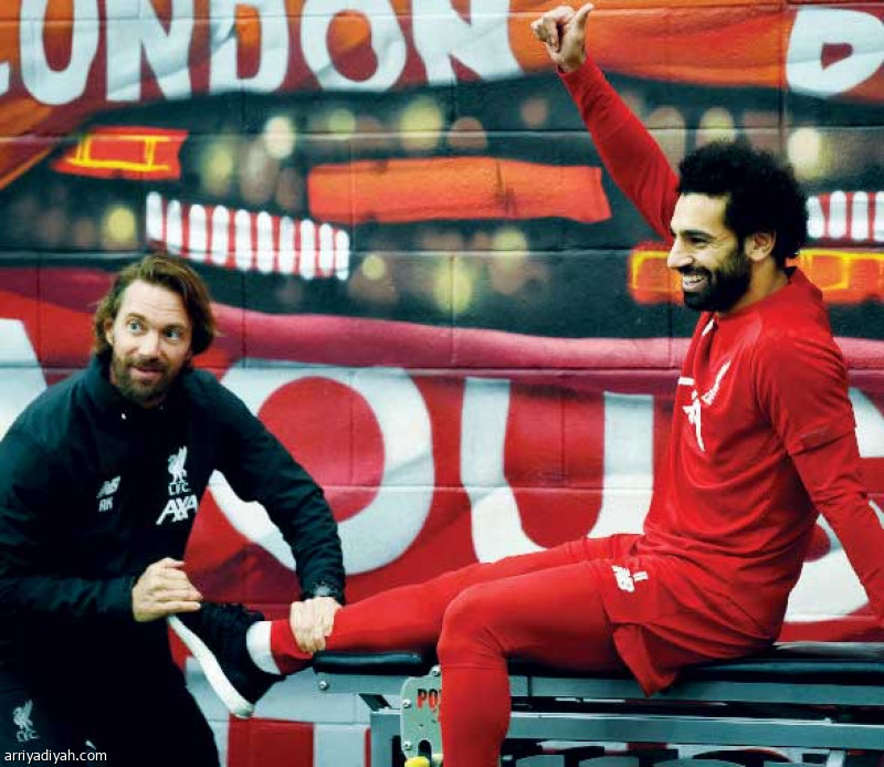 صورة التقطت أمس للمصري محمد صلاح لاعب ليفربول أثناء التدريبات (المركز الإعلامي ـ ليفربول)