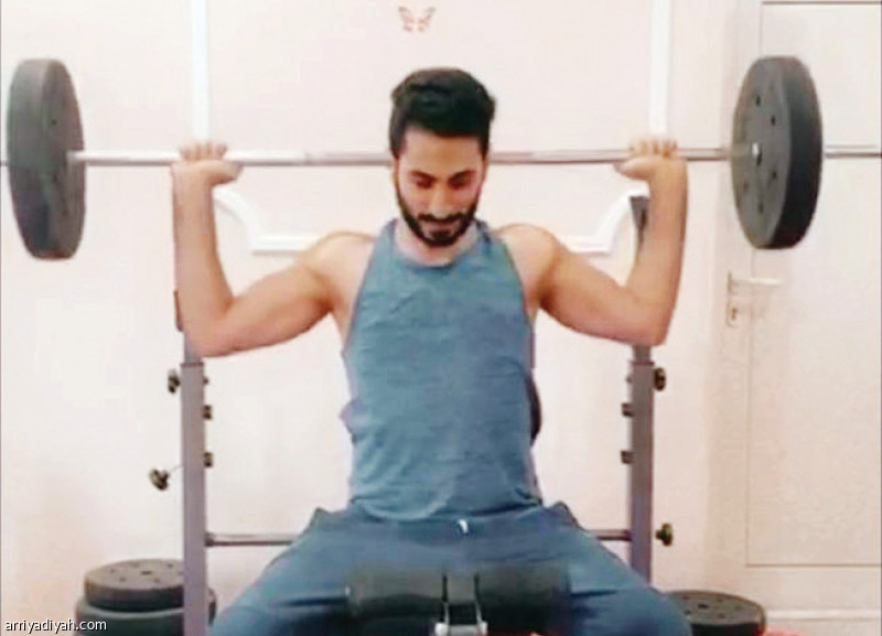 صورة التقطت أمس لقاسم أثناء تدريباته المنزلية(صورة خاصة بالرياضية)