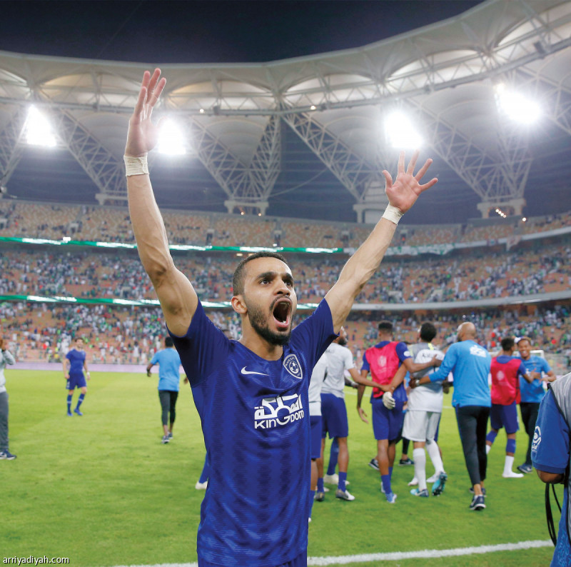 صورة التقطت أمس من فرحة محمد البريك لاعب الهلال عقب نهاية المباراة