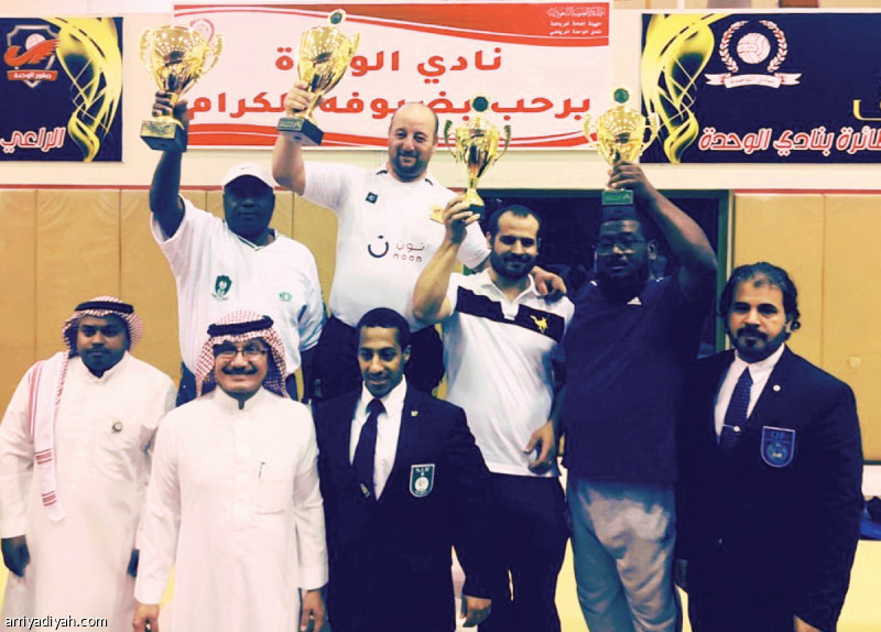 صورة التقطت من تتويج أصحاب المراكز الأولى في منافسات المنطقة الغربية والتي توج فيها الاتحاد بطلًا(المركز الإعلامي ـ اتحاد الجودو)