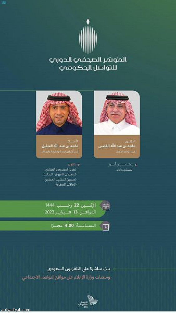 مؤتمر التواصل الحكومي يستضيف وزيري «الإعلام» و«الشؤون البلدية والقروية والإسكان»