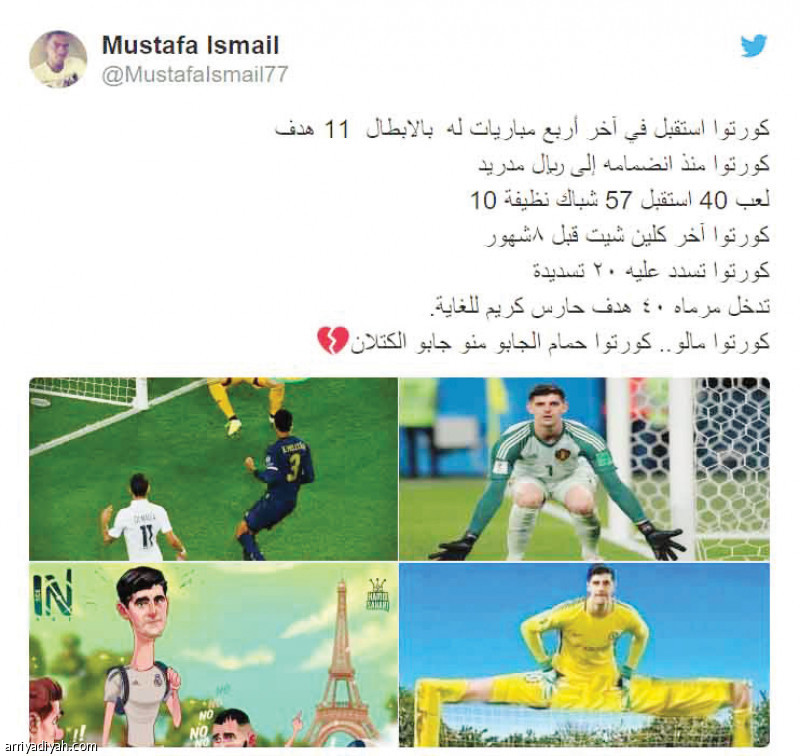 أداء كورتوا
يستفز جماهير الريال