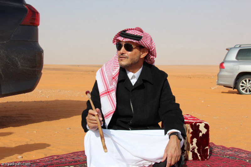 صورة التقطت أمس لموسى الموسى في الصمان أثناء تواجده مع منقية الشقح تصوير: بندر الرمالي