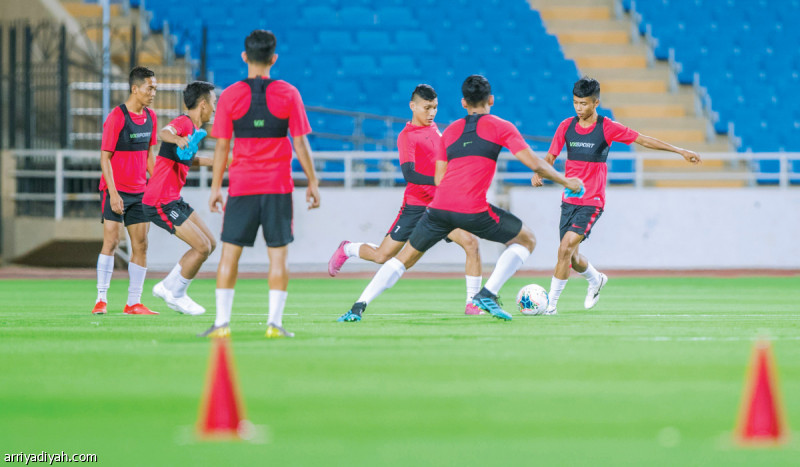 صورة التقطت أمس أثناء الحصة التدريبية لمنتخب سنغافورة قبل مواجهة الأخضر اليومتصوير ـ فهد الضويفري