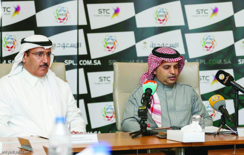 صورة التقطت أمس لفهد المطوع خلال المؤتمر الصحافي (المركز الإعلامي ـ الدوري السعودي للمحترفين)